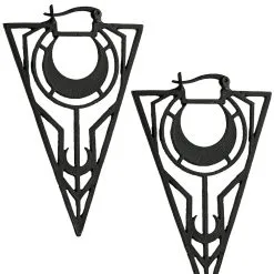 Boucles D'oreilles Triangulaires Noires Mates Avec Lune, Restyle, Gothique Occulte