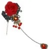 STEAMPUNK STORY Bracelet Gothique Romantique En Dentelle Noire Avec Rose Rouge Et Bague -Costumes Cosplay Soldes Boutique ACCBRA132
