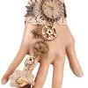 STEAMPUNK STORY Bracelet Bague Beige Avec Broderies, Horloge, Papillons Et Rouages, Steampunk élégant -Costumes Cosplay Soldes Boutique ACCBRA230
