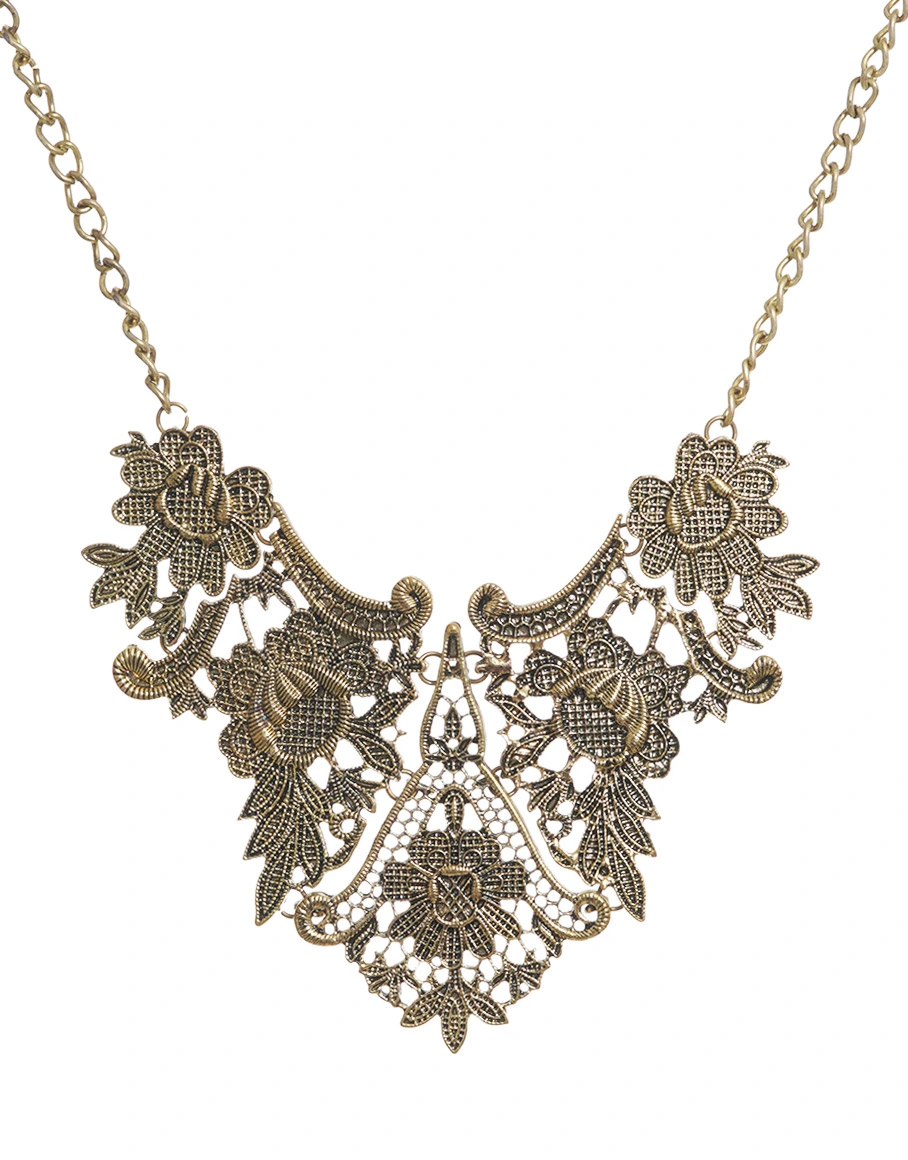 STEAMPUNK STORY Collier Métal Doré, Motif Floral, élégant Aristocrate Steampunk 3 STEAMPUNK STORY Collier Métal Doré, Motif Floral, élégant Aristocrate Steampunk