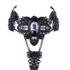 RESTYLE Ras De Cou Rose Grise Avec Motif Architecture Gothique Noir, Collier -Costumes Cosplay Soldes Boutique ACCCOU227