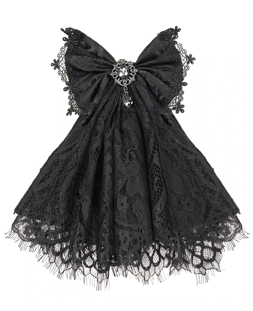 DEVIL FASHION Noeud Jabot Noir En Dentelle Avec Pierre, Gothique Victorien Aristocrate 3 DEVIL FASHION Noeud Jabot Noir En Dentelle Avec Pierre, Gothique Victorien Aristocrate