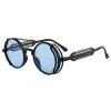 STEAMPUNK STORY Lunettes Bleues Cadre Noir Goth Vintage Aviateur Steampunk -Costumes Cosplay Soldes Boutique ACCLUN143