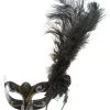 STEAMPUNK STORY Masque Avec Fleur Et Plume Noir, Loup -Costumes Cosplay Soldes Boutique ACCMAS053