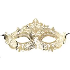 STEAMPUNK STORY Masque Loup Vénitien élégant Gothique Doré Avec Strass Blanc Pour Tenue De Bal Costumé