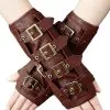 RESTYLE Mitaines Gothique Steampunk Avec Lannières Marrons -Costumes Cosplay Soldes Boutique ACCMIT110