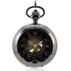 STEAMPUNK STORY Montre Mécanique Steampunk Vintage Dorée Noire Avec Engrenages Dorés