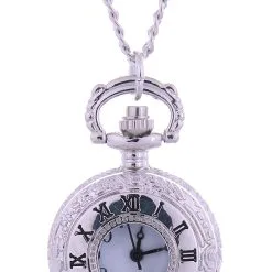 STEAMPUNK STORY Petite Montre à Gousset Argenté Blanche Avec Chiffre Romain