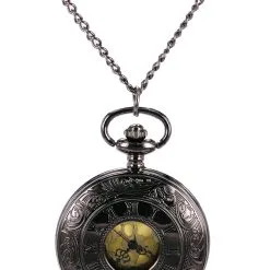STEAMPUNK STORY Montre à Gousset Collier Noir Chiffres Romains Steampunk