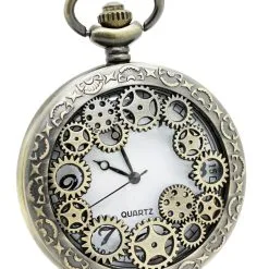 STEAMPUNK STORY Petite Montre De Gousset Couleur Bronze Avec Engrenages Aristocrate Gothique Steampunk