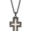 STEAMPUNK STORY Pendentif Croix Pierres Noires Intérieur Blanc -Costumes Cosplay Soldes Boutique ACCPEN041