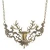 STEAMPUNK STORY Collier Steampunk Doré, Cerf Avec Ornement