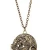 STEAMPUNK STORY Collier Pendentif Rond Engrenages Oiseau Steampunk Et Train Avec Compartiment -Costumes Cosplay Soldes Boutique ACCPEN235