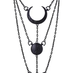 RESTYLE Collier Occulte Moon Phase, Phase Lunaire Couleur Noire