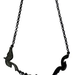 STEAMPUNK STORY Collier Noir Avec Trois Oiseaux Corbeaux à Ailes Déployées, Gothique Occulte Vintage