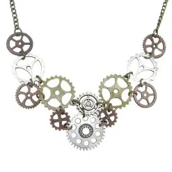 STEAMPUNK STORY Collier En Métal Multicolors Avec Rouages De Mécanismes, Steampunk