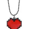STEAMPUNK STORY Collier Noir Geek Avec Coeur Rouge Pixelisé, Vie, Jeux Vidéo, Pixel Art