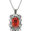 STEAMPUNK STORY Collier Pendentif Pierre Rouge Et Cadre Argenté, Lightwood Family -Costumes Cosplay Soldes Boutique ACCPEN778