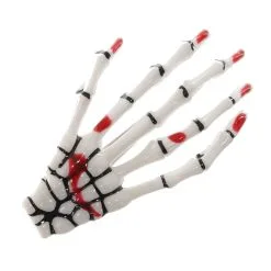 STEAMPUNK STORY Pince à Cheveux Main Squelette Blanche Avec Taches De Sang Rouge