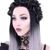 RESTYLE Serre Tête Coiffe Roses Noires Et Cornes De Démon, élégant Gothique Maléfique -Costumes Cosplay Soldes Boutique ACCSET122