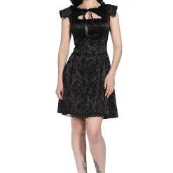 Banned Robe Noire Sans Manches Motif élégant Gothique Aristocrate Croix Et Camé