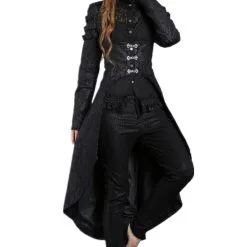Darkinlove Longue Veste Noire Courte Devant Sous La Poitrine Vampire Baroque Gothique