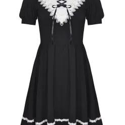Robe Noire à Col Blanc Avec Broderie, Vintage Witch Coven, Darkinlove
