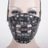 DEVIL FASHION Masque Noir Et Argent En Cuir Synthétique Cadrier, Dark Punk -Costumes Cosplay Soldes Boutique DEVFA0042