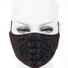 DEVIL FASHION Masque Mode En Tissu Rouge Avec Broderie Noire, Gothique élégant -Costumes Cosplay Soldes Boutique DEVFA0197