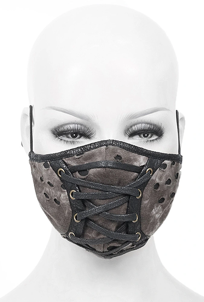 DEVIL FASHION Masque Marron, Parties Faux Cuir Noir Et Laçage, Steampunk Postapo, Mad Max 3 DEVIL FASHION Masque Marron, Parties Faux Cuir Noir Et Laçage, Steampunk Postapo, Mad Max
