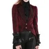 Pentagramme Manteau Veste Velours Bordeau Rouge à Motif Noir élégant Gothique Aristocrate 2 Pentagramme Manteau Veste Velours Bordeau Rouge à Motif Noir élégant Gothique Aristocrate -Costumes Cosplay Soldes Boutique PENTA075