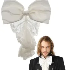 Pentagramme Grand Jabot En Dentelle Blanche Avec Noeud Papillon élégant Gothique