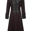 Long Manteau Noir Et Rouge Sangles Sur Les Côtés, Gothique élégant Steampunk Punk Rave -Costumes Cosplay Soldes Boutique PUNKR0289