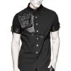 Chemise Noire Avec Sangles Et Pochette Imitation Cuir, Gothique Punk Rock Punk Rave -Costumes Cosplay Soldes Boutique PUNKR0294