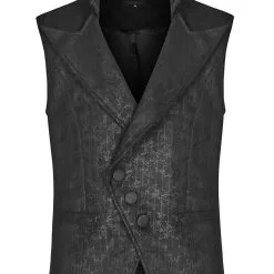 Veste Noire à Rayures Et Motifs Légers Sans Manches, élégant Aristocrate, Punk Rave