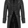 Veste Noire Homme Avec Motifs Baroques Et Ouverture, Gothique Aristocrate, Punk Rave -Costumes Cosplay Soldes Boutique PUNKR0693