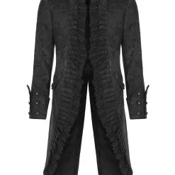 PUNK RAVE Veste Noire Ouverte Homme Queue De Pie, Froufrous En Dentelle, Gothique Aristocrate