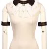 RQ-BL Jabot Avec Dentelle Blanche Et Faux Cuir Marron, Avec Brassards RQBL Steampunk -Costumes Cosplay Soldes Boutique RQBL0280