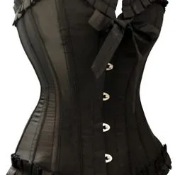 STEAMPUNK STORY Corset Noir Avec Froufrou Et Nuds