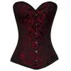 STEAMPUNK STORY Corset Noir En Satin Motif Floral Rouge Elegant Gothique Steampunk 120 1 STEAMPUNK STORY Corset Noir En Satin Motif Floral Rouge Elegant Gothique Steampunk 120 -Costumes Cosplay Soldes Boutique VGLM0120